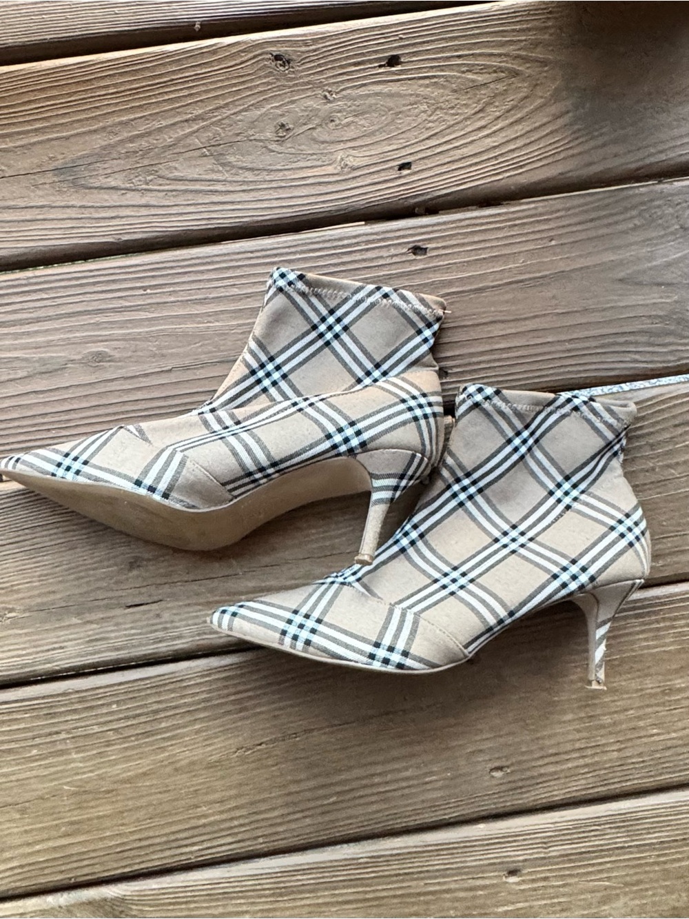 Charles By Charles David Beige Plaid Pointed-Toe Ankle Boots